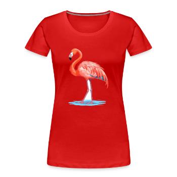 Flamant rose coloré aquarelle dessin animé kawaii animal - T-shirt bio Premium Femme - rouge - Devant - Mia (176cm)