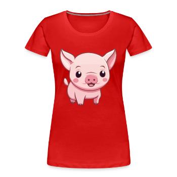 Schwein niedliche Karikatur Kawaii Aquarell Tier Haustier - Frauen Premium Bio T-Shirt - Rot - Vorne - Mia (176cm)