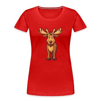 Moose Cute Cartoon Kawaii Watercolor Animal Pet - Women's Premium Organic T-Shirt - red - Front - Mia (176cm)