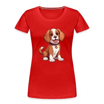 Welsh Springer Épagneul Chien Mignon Dessin Animé Kawaii Wat - T-shirt bio Premium Femme - rouge - Devant - Mia (176cm)