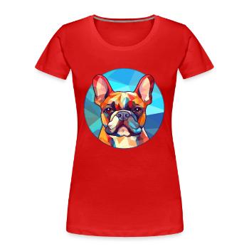 Bouledogue Français chien vitrail coloré dessin animé - T-shirt bio Premium Femme - rouge - Devant - Mia (176cm)