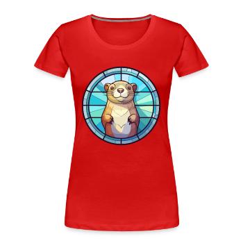 Gopher Buntglas Bunte Karikatur Kawaii Anima - Frauen Premium Bio T-Shirt - Rot - Vorne - Mia (176cm)