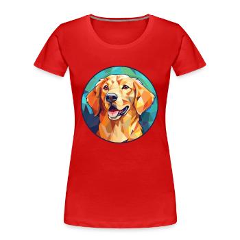 Golden Retriever Dog Stained Glass Colorful Cartoo - Women's Premium Organic T-Shirt - red - Front - Mia (176cm)
