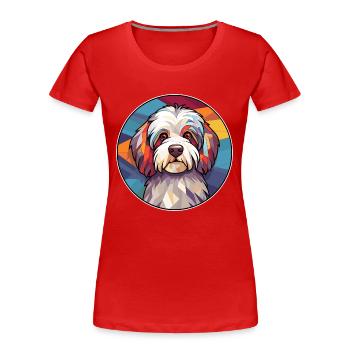 Havaneser Hund Bunte Karikatur Kawaii - Frauen Premium Bio T-Shirt - Rot - Vorne - Mia (176cm)