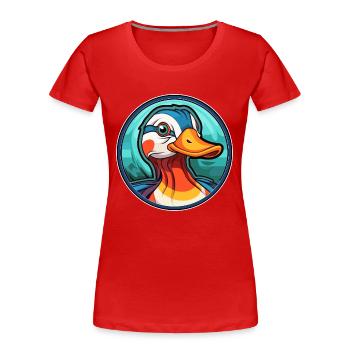 Canard mandarin vitrail coloré Cartoon Kawai - T-shirt bio Premium Femme - rouge - Devant - Mia (176cm)