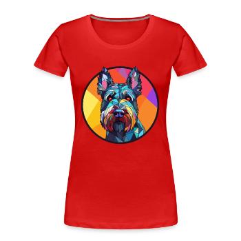 Scottish Terrier Dog Stained Glass Colorful Cartoo - Women's Premium Organic T-Shirt - red - Front - Mia (176cm)