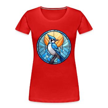 Blue Jay Stained Glass Colorful Cartoon Kawaii Ani - Women's Premium Organic T-Shirt - red - Front - Mia (176cm)