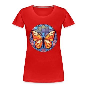 Schmetterling Buntes Glas Bunte Karikatur Kawaii An - Frauen Premium Bio T-Shirt - Rot - Vorne - Mia (176cm)