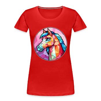 Ponny vitrail coloré dessin animé Kawaii Animal - T-shirt bio Premium Femme - rouge - Devant - Mia (176cm)