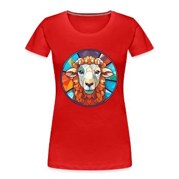 Mouton vitrail coloré dessin animé Kawaii Animal - T-shirt bio Premium Femme - rouge - Devant - Mia (176cm)