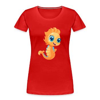 Seepferdchen süßes glückliches Kawaii Cartoon Clipart Tier - Frauen Premium Bio T-Shirt - Rot - Vorne - Mia (176cm)