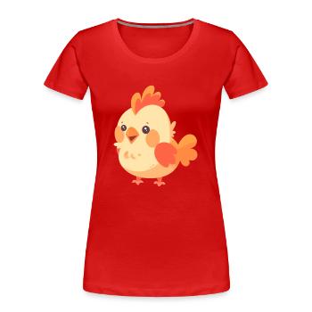 Coq mignon heureux Kawaii dessin animé Clipart Animal - T-shirt bio Premium Femme - rouge - Devant - Mia (176cm)