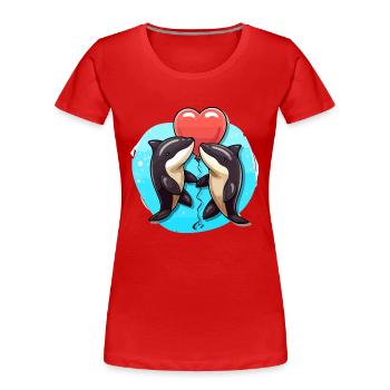 Orcas Kawaii Cartoon Haustier spielt mit Luftballons - Frauen Premium Bio T-Shirt - Rot - Vorne - Mia (176cm)