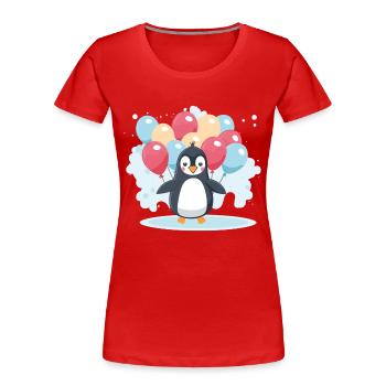 Pingouin Kawaii Cartoon Pet Jouant Avec Des Ballons - T-shirt bio Premium Femme - rouge - Devant - Mia (176cm)