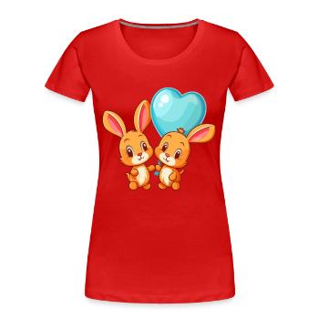 Lapins Kawaii Cartoon Pet Jouant Avec Des Ballons - T-shirt bio Premium Femme - rouge - Devant - Mia (176cm)