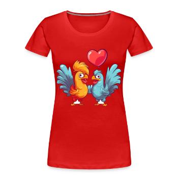 Coqs Kawaii Cartoon Pet Jouant Avec Des Ballons - T-shirt bio Premium Femme - rouge - Devant - Mia (176cm)
