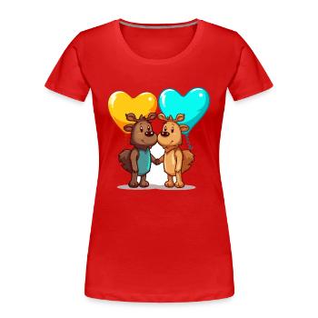 Mooses Kawaii Cartoon Pet Playing With Balloons - Women's Premium Organic T-Shirt - red - Front - Mia (176cm)