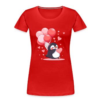 Pingouin Kawaii Cartoon Pet Jouant Avec Des Ballons - T-shirt bio Premium Femme - rouge - Devant - Mia (176cm)