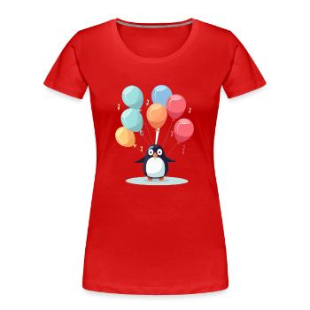 Pingouin Kawaii Cartoon Pet Jouant Avec Des Ballons - T-shirt bio Premium Femme - rouge - Devant - Mia (176cm)