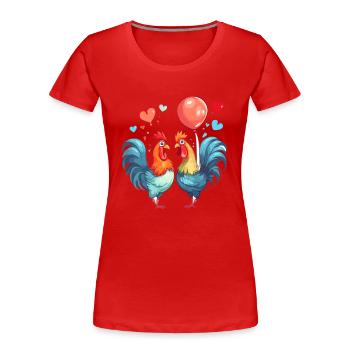 Coqs Kawaii dessin animé animal de compagnie jouant avec des ballons - T-shirt bio Premium Femme - rouge - Devant - Mia (176cm)
