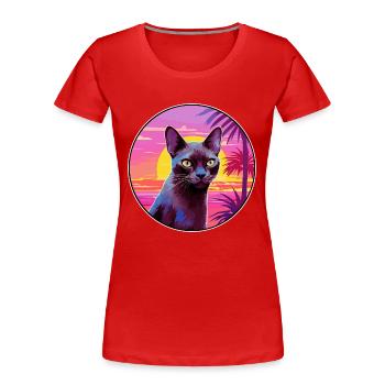 Chat birman race aquarelle dessin animé Kawaii animal de compagnie - T-shirt bio Premium Femme - rouge - Devant - Mia (176cm)