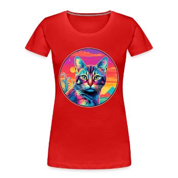 Pixie Bob Katzenrasse Aquarell Cartoon Kawaii Haustier - Frauen Premium Bio T-Shirt - Rot - Vorne - Mia (176cm)