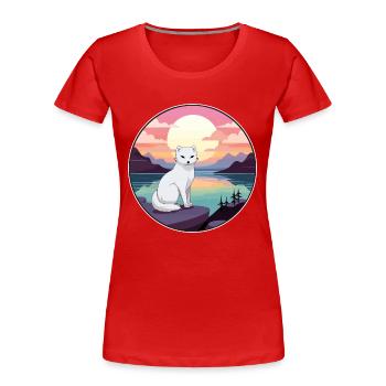 Polarfuchs Bunte Aquarell-Karikatur Kawaii Haustier - Frauen Premium Bio T-Shirt - Rot - Vorne - Mia (176cm)