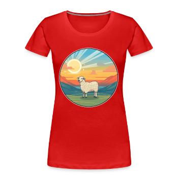 Mouton Aquarelle Colorée Dessin Animé Kawaii Animal - T-shirt bio Premium Femme - rouge - Devant - Mia (176cm)