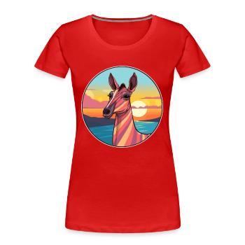 Okapi Aquarelle Colorée Dessin Animé Kawaii Animal - T-shirt bio Premium Femme - rouge - Devant - Mia (176cm)