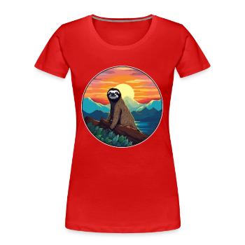 Paresseux coloré aquarelle dessin animé kawaii Animal - T-shirt bio Premium Femme - rouge - Devant - Mia (176cm)