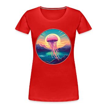 Méduse Aquarelle Colorée Dessin Animé Kawaii Pet - T-shirt bio Premium Femme - rouge - Devant - Mia (176cm)