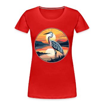 Héron Aquarelle Colorée Dessin Animé Kawaii Animal - T-shirt bio Premium Femme - rouge - Devant - Mia (176cm)