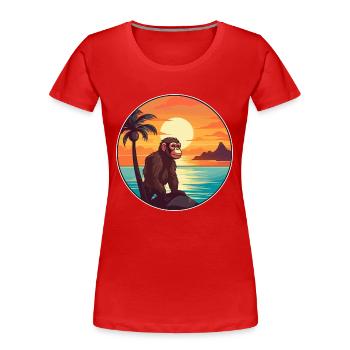Affe buntes Aquarell Cartoon Kawaii Tier - Frauen Premium Bio T-Shirt - Rot - Vorne - Mia (176cm)