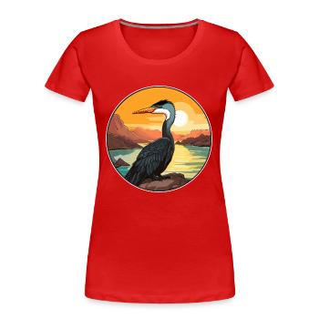 Cormorant Colorful Watercolor Cartoon Kawaii Pet - Women's Premium Organic T-Shirt - red - Front - Mia (176cm)