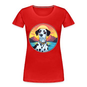 Dalmatinischer Hund Bunte Aquarell-Karikatur Kawaii - Frauen Premium Bio T-Shirt - Rot - Vorne - Mia (176cm)