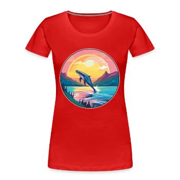 Baleine Aquarelle Colorée Dessin Animé Kawaii Animal - T-shirt bio Premium Femme - rouge - Devant - Mia (176cm)