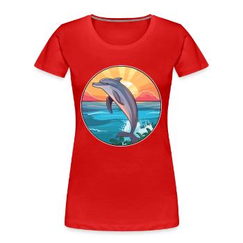 Dolphin Colorful Watercolor Cartoon Kawaii Animal - Women's Premium Organic T-Shirt - red - Front - Mia (176cm)