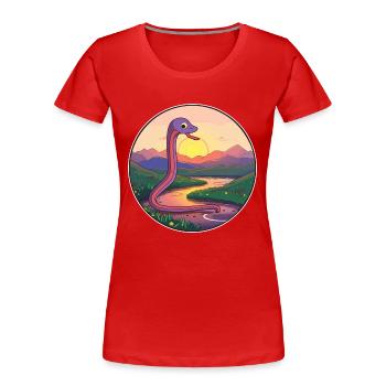 Ver de terre coloré aquarelle dessin animé kawaii animal de compagnie - T-shirt bio Premium Femme - rouge - Devant - Mia (176cm)