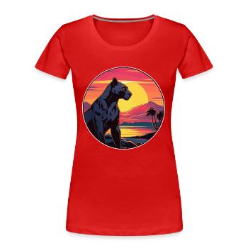 Panther Buntes Aquarell Cartoon Kawaii Tier - Frauen Premium Bio T-Shirt - Rot - Vorne - Mia (176cm)