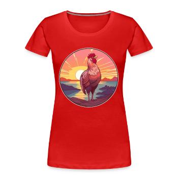 Hen Colorful Watercolor Cartoon Kawaii Animal - Women's Premium Organic T-Shirt - red - Front - Mia (176cm)
