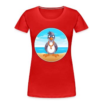 Jay Cartoon Yoga Strand Sommer Illustration - Frauen Premium Bio T-Shirt - Rot - Vorne - Mia (176cm)