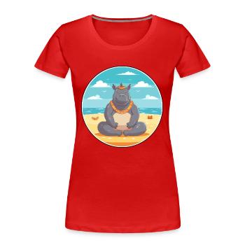 Rhino Cartoon Yoga Strand Sommer Illustration - Frauen Premium Bio T-Shirt - Rot - Vorne - Mia (176cm)