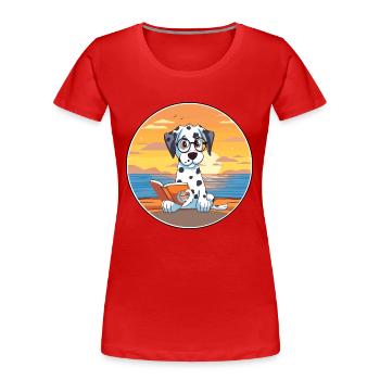 Dalmatiner Niedliche Lustige Karikatur Kawaii Buch Strand - Frauen Premium Bio T-Shirt - Rot - Vorne - Mia (176cm)