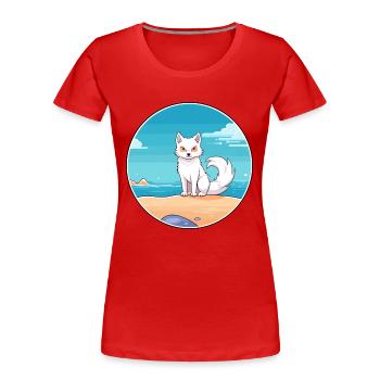 Arktisfuchs Aquarell Cartoon Kawaii Clipart Haustier - Frauen Premium Bio T-Shirt - Rot - Vorne - Mia (176cm)