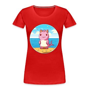 Axolotl Aquarell Cartoon Kawaii Clipart Tier - Frauen Premium Bio T-Shirt - Rot - Vorne - Mia (176cm)