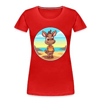 Bongo Aquarelle Dessin Animé Kawaii Clipart Animal - T-shirt bio Premium Femme - rouge - Devant - Mia (176cm)