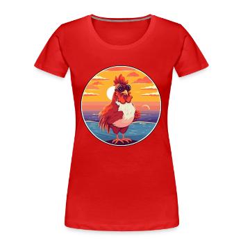 Coq Mignon Drôle Dessin Animé Kawaii Livre Plage - T-shirt bio Premium Femme - rouge - Devant - Mia (176cm)