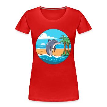 Dolphin Watercolor Cartoon Kawaii Clipart Animal - Women's Premium Organic T-Shirt - red - Front - Mia (176cm)