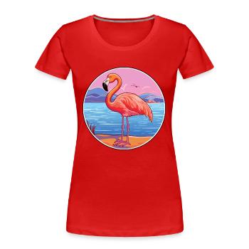 Flamant rose aquarelle dessin animé Kawaii Clipart Animal - T-shirt bio Premium Femme - rouge - Devant - Mia (176cm)