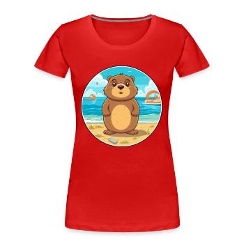 Gopher Aquarell Cartoon Kawaii Clipart Tier - Frauen Premium Bio T-Shirt - Rot - Vorne - Mia (176cm)